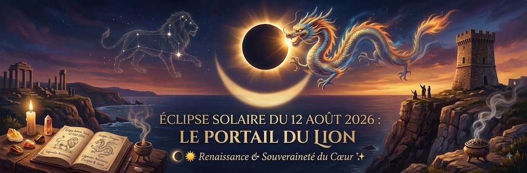 🌑☀️ Nouvelle Lune et Éclipse Solaire du 12 Août 2026 : Le Portail du Lion